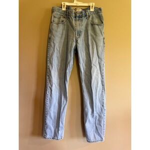 Levis 505 Reg Fit Jean Mens 33x32 Light Wash Blue Denim Straight Leg 100% Cotton